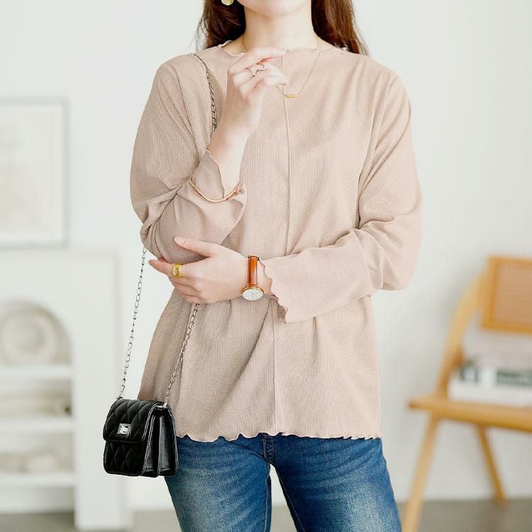 大きいサイズ レディース 前後2wayラメシアーメロートップス　cpdai-659593 【メール便可】 ベージュ