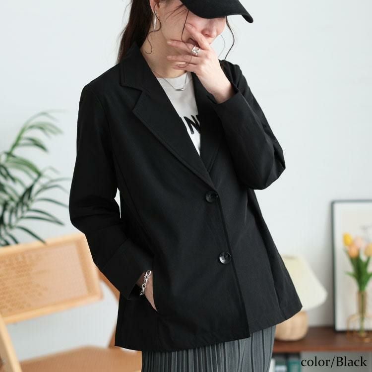 大きいサイズ レディース 軽量ストレッチテーラードジャケット　maru-30125 【メール便可】 ブラック