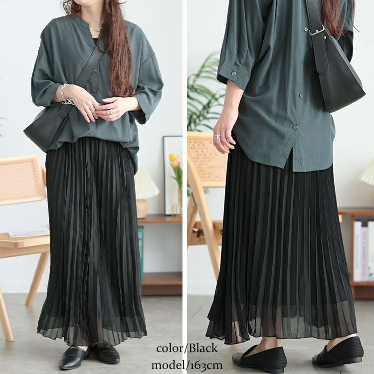 大きいサイズ レディース シフォンプリーツスカート　416803s