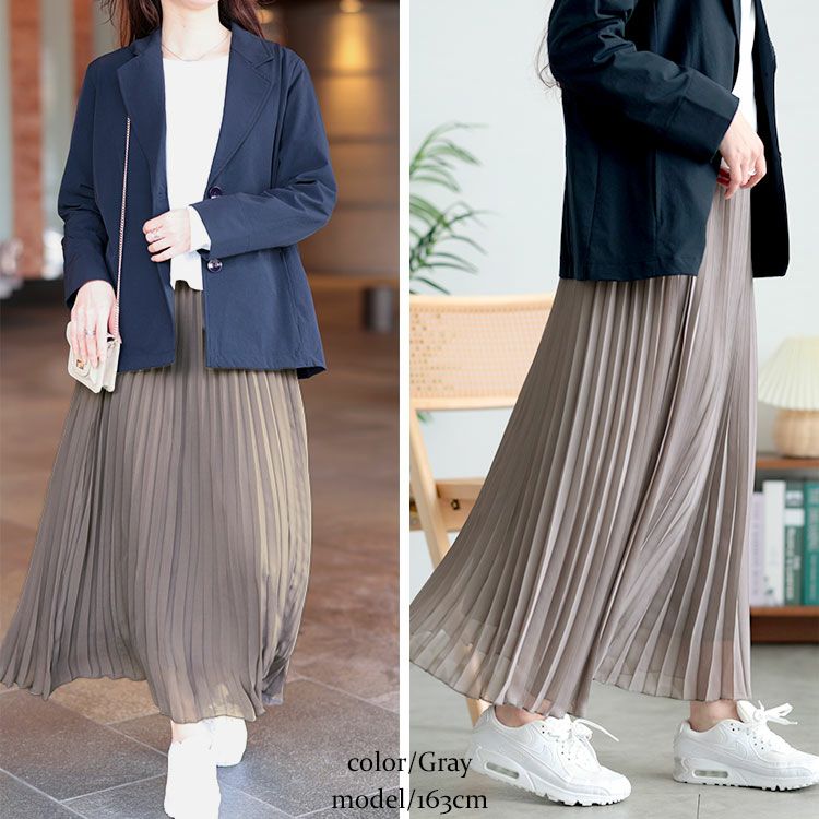 大きいサイズ レディース シフォンプリーツスカート　416803s