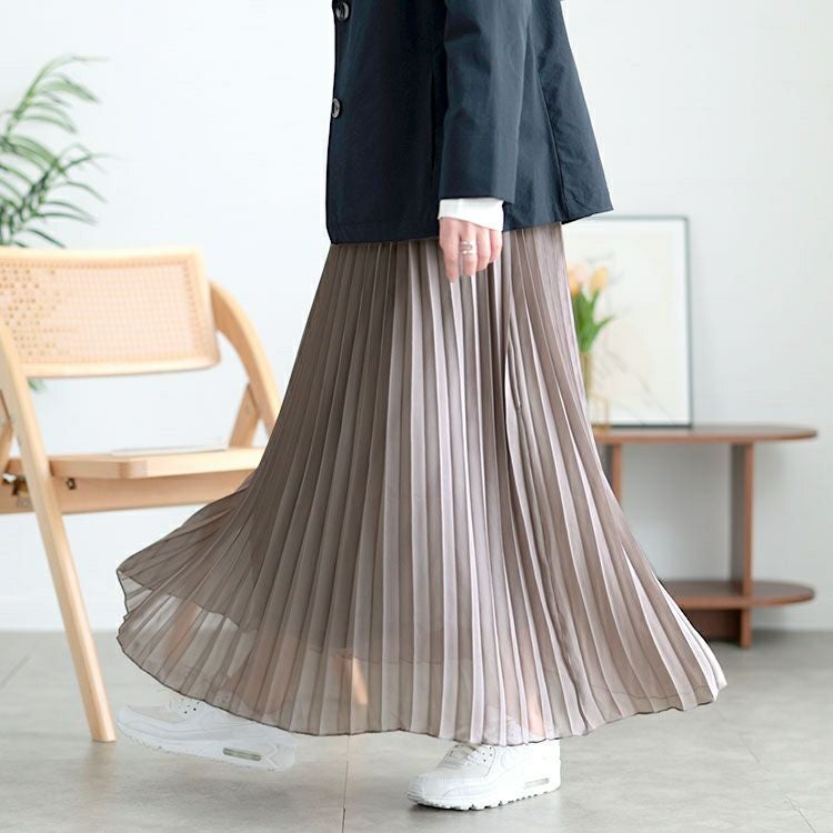 大きいサイズ レディース シフォンプリーツスカート　416803s