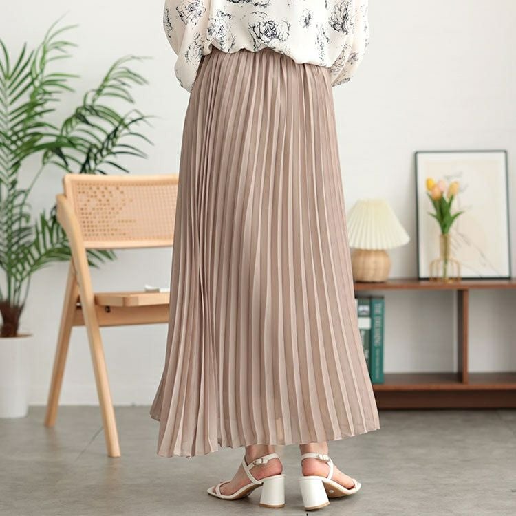 大きいサイズ レディース シフォンプリーツスカート　416803s