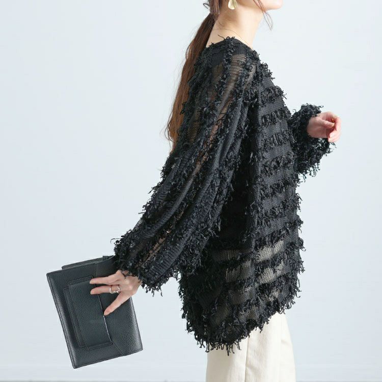 大きいサイズ レディース フリンジボーダージャガードドルマン　jp530 【メール便可】