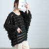 大きいサイズ レディース フリンジボーダージャガードドルマン　jp530 【メール便可】 ブラック