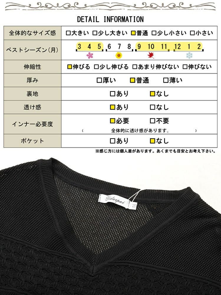 大きいサイズ レディース 花柄刺繍チュール切り替え柄編みニット　jp528
