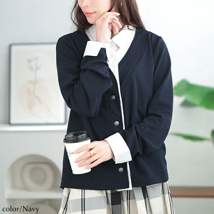 大きいサイズ レディース フェイクシャツカーディガン　plan-271601