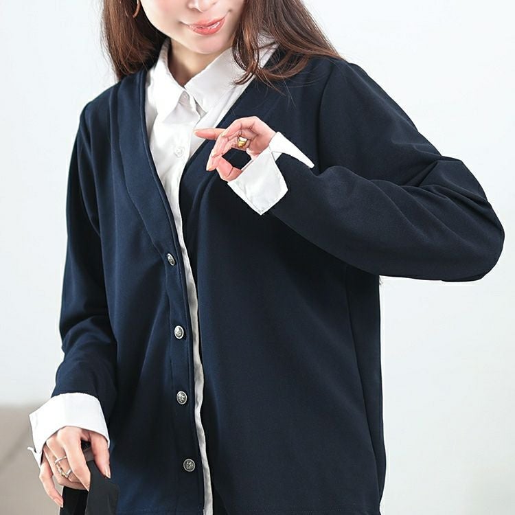 大きいサイズ レディース フェイクシャツカーディガン　plan-271601