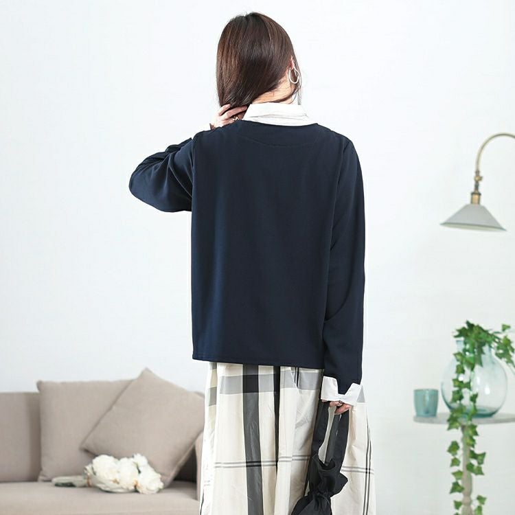 大きいサイズ レディース フェイクシャツカーディガン　plan-271601