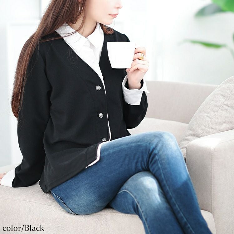 大きいサイズ レディース フェイクシャツカーディガン　plan-271601