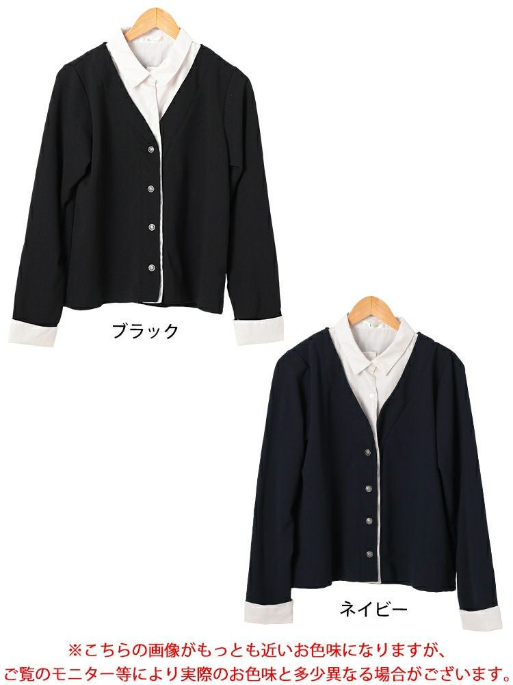 大きいサイズ レディース フェイクシャツカーディガン　plan-271601