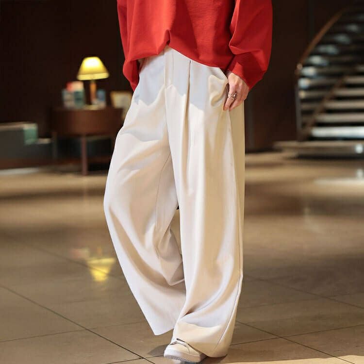 大きいサイズ レディース エステルツイルセンタータックワイドパンツ　plan-350001