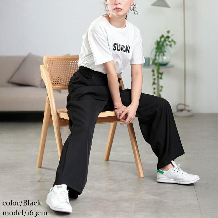 大きいサイズ レディース エステルツイルセンタータックワイドパンツ　plan-350001