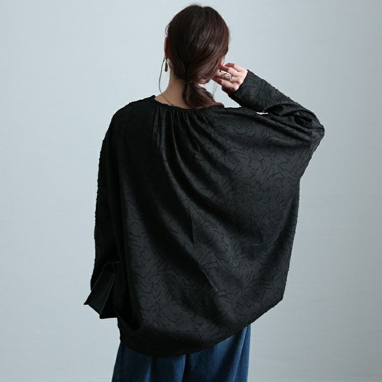 大きいサイズ レディース ジャガードサイドタックコクーンシャツ　sw-0701