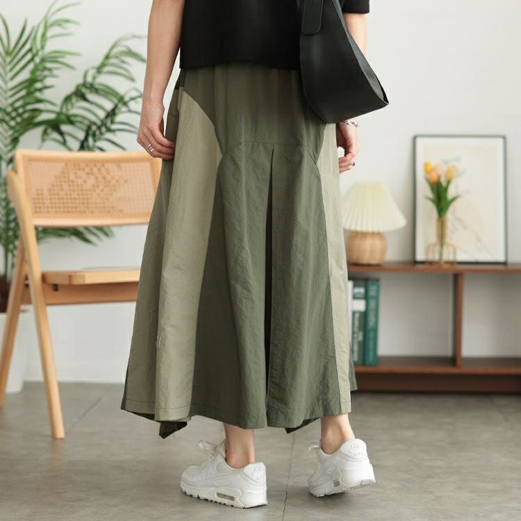 大きいサイズ レディース バイカラー切り替えイレヘムスカート　tog-1020