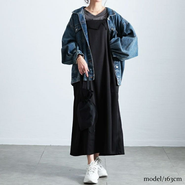 大きいサイズ レディース 襟付きバックスリットジャンパースカート　fem-558