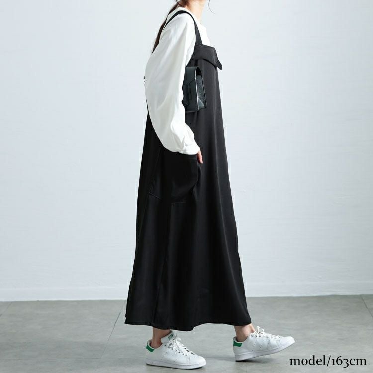 大きいサイズ レディース 襟付きバックスリットジャンパースカート　fem-558