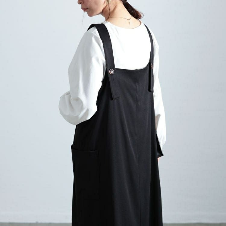 大きいサイズ レディース 襟付きバックスリットジャンパースカート　fem-558