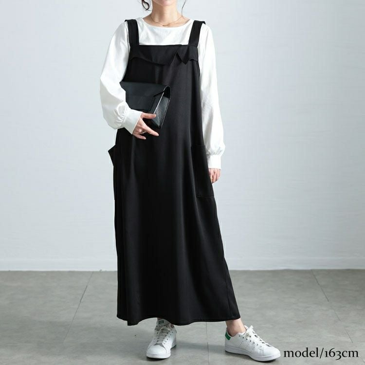 大きいサイズ レディース 襟付きバックスリットジャンパースカート　fem-558