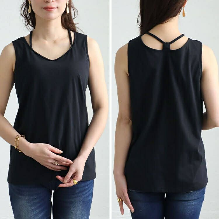 大きいサイズ レディース ホルターネックカップ付きタンクトップ　mncut-152050