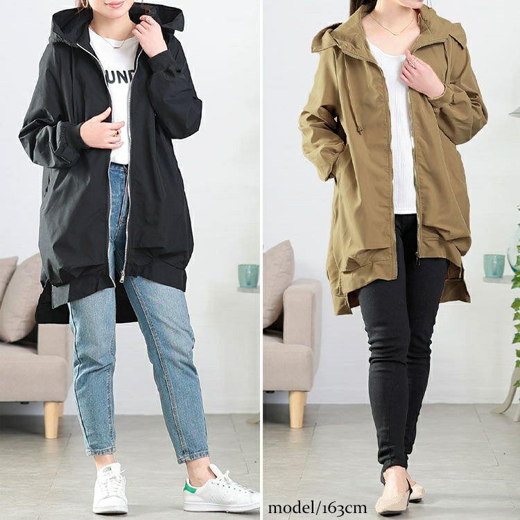 大きいサイズ レディース スリット入りマウンテンパーカー　goldy-1648
