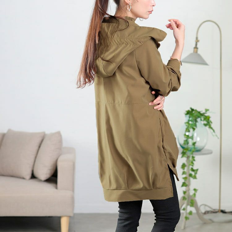 大きいサイズ レディース スリット入りマウンテンパーカー　goldy-1648