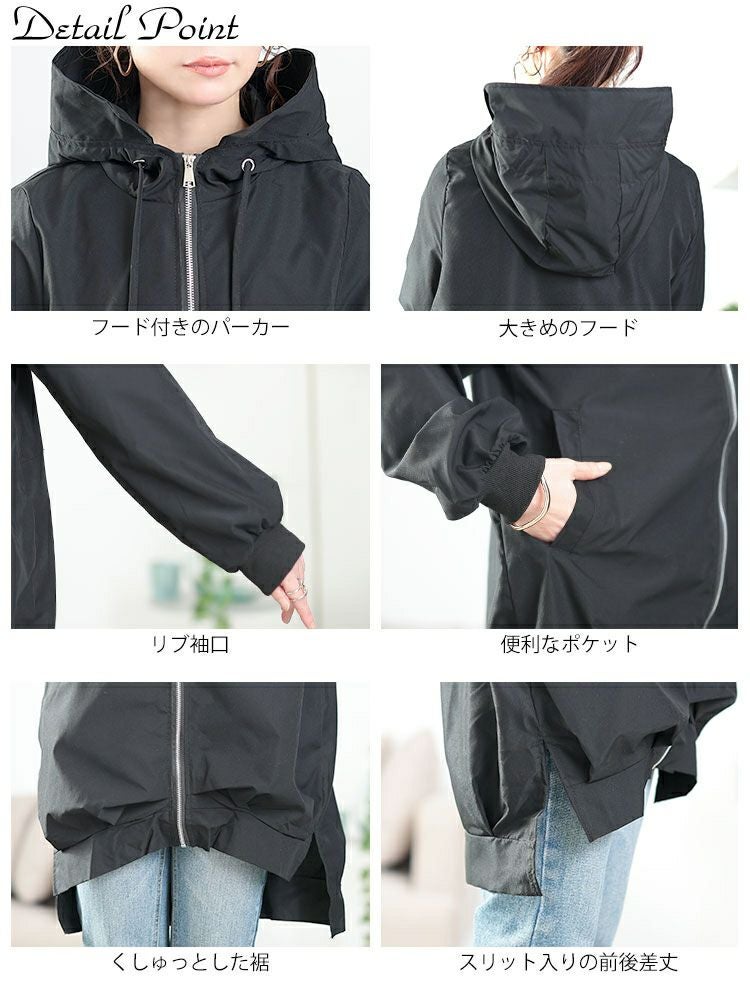 大きいサイズ レディース スリット入りマウンテンパーカー　goldy-1648