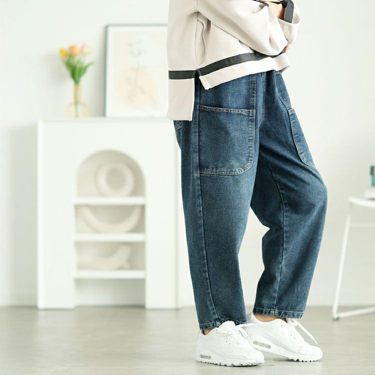 大きいサイズ レディース サルエルデニムパンツ　goldy-1646