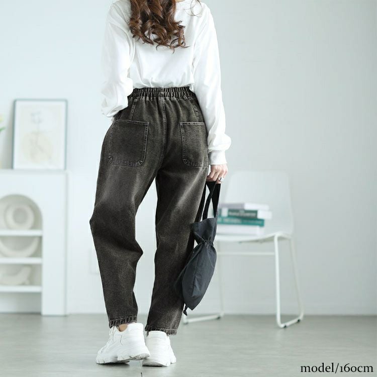 大きいサイズ レディース サルエルデニムパンツ　goldy-1646