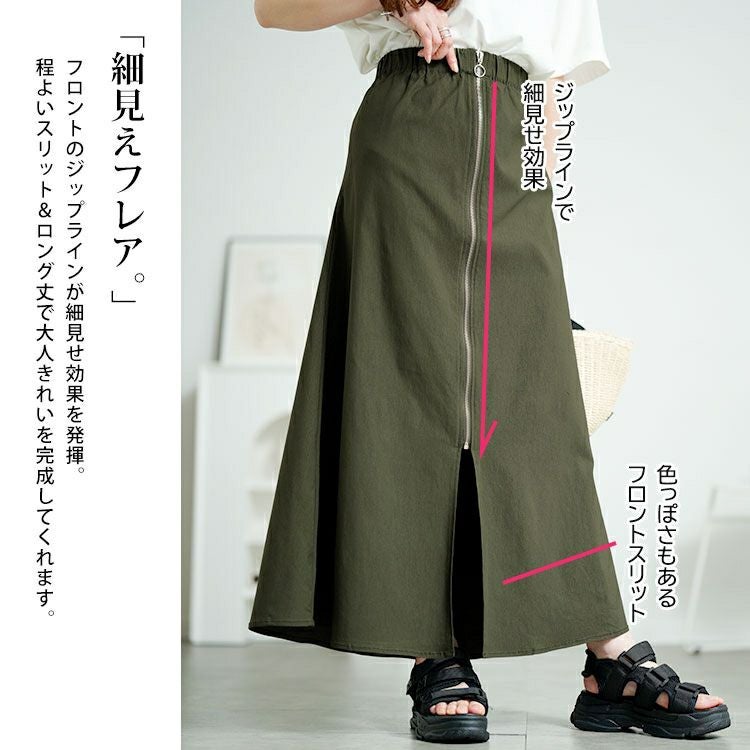 大きいサイズ レディース フロントジップアップフレアスカート　tog-1032