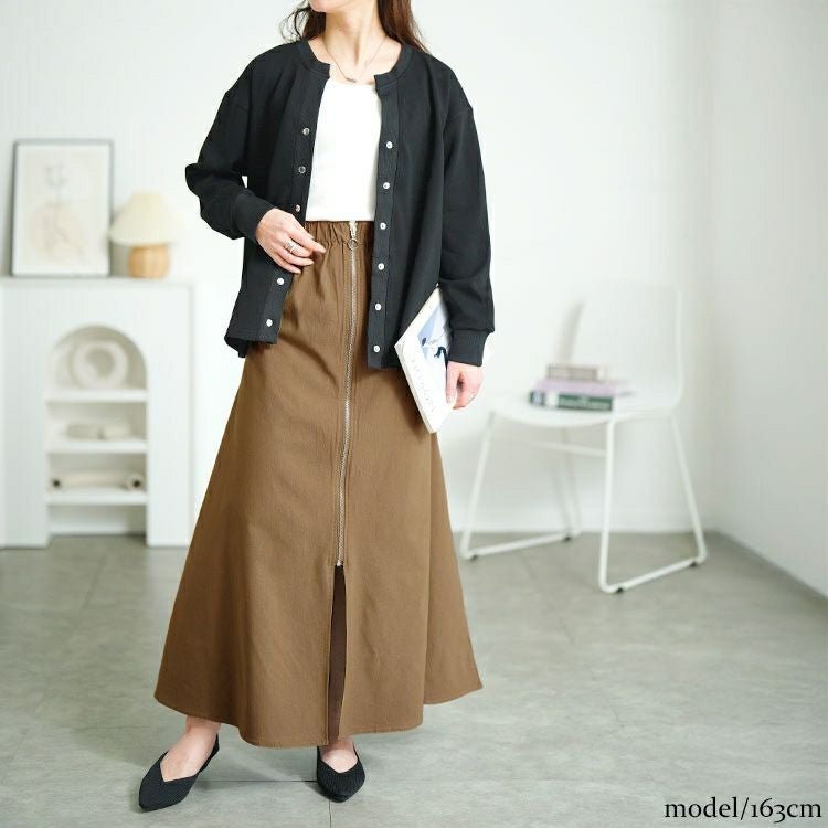 大きいサイズ レディース フロントジップアップフレアスカート　tog-1032