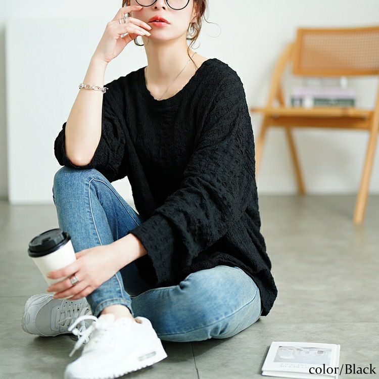大きいサイズ レディース ラウンドネックポコポコプルオーバー　tog-1023