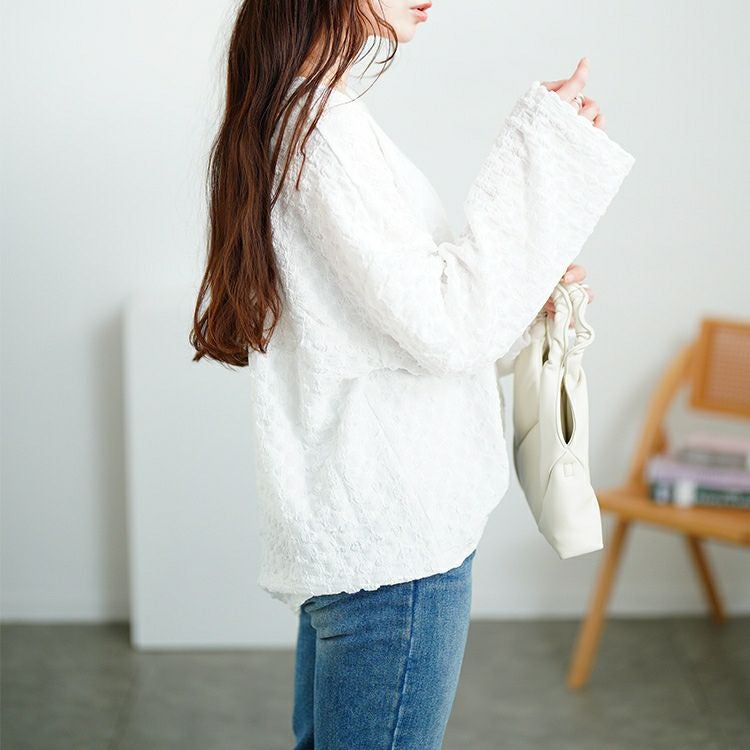 大きいサイズ レディース ラウンドネックポコポコプルオーバー　tog-1023