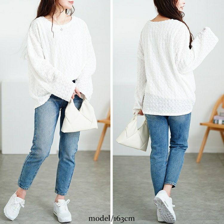 大きいサイズ レディース ラウンドネックポコポコプルオーバー　tog-1023