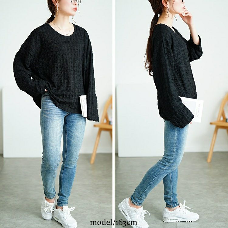 大きいサイズ レディース ラウンドネックポコポコプルオーバー　tog-1023