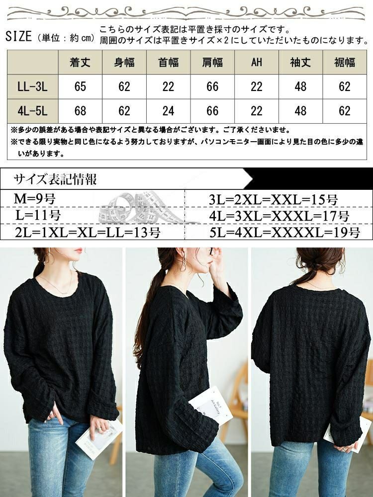 大きいサイズ レディース ラウンドネックポコポコプルオーバー　tog-1023