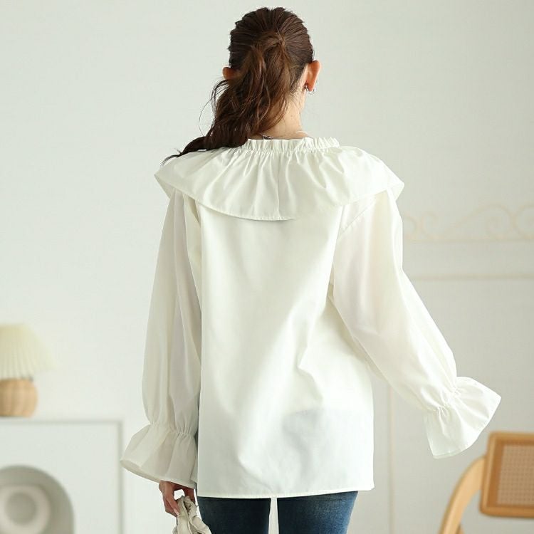 大きいサイズ レディース クロスフリルキャンディスリーブブラウス　tog-1029