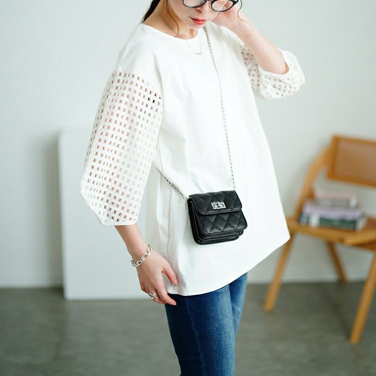 大きいサイズ レディース メッシュ変形スリーブプルオーバー　tog-1027 【メール便可】