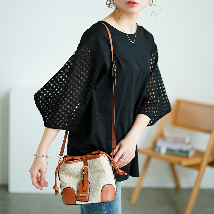 大きいサイズ レディース メッシュ変形スリーブプルオーバー　tog-1027 【メール便可】