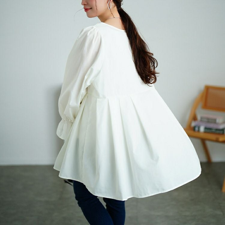 大きいサイズ レディース キャンディスリーブタック切り替えチュニック　tog-1022