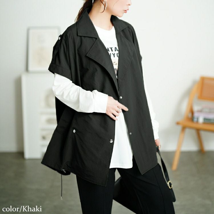 大きいサイズ レディース ダブルテーラードオーバーサイズジレ　maru-30126