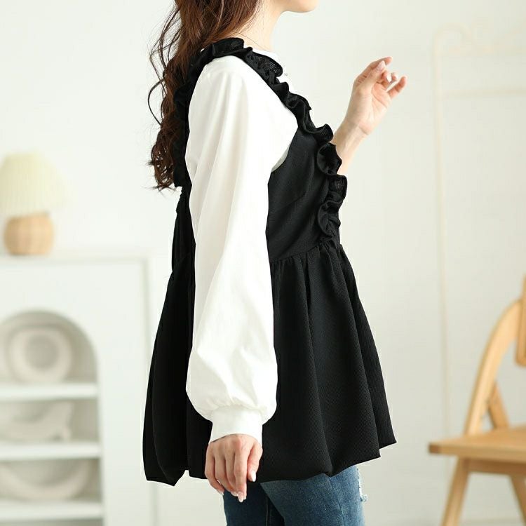 大きいサイズ レディース フリル肩紐バルーンペプラムキャミソール　jp531