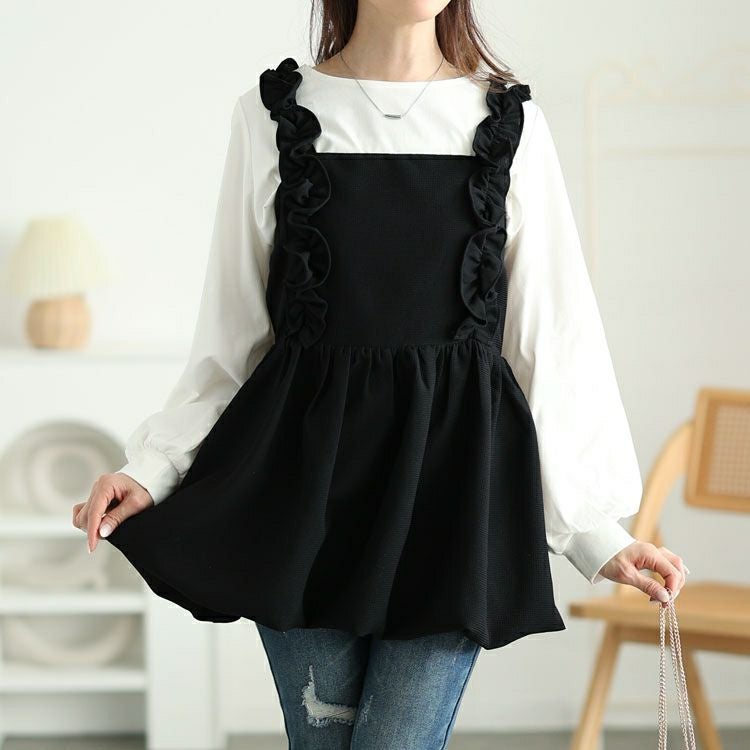 大きいサイズ レディース フリル肩紐バルーンペプラムキャミソール　jp531