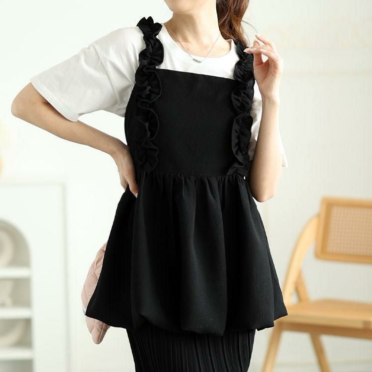 大きいサイズ レディース フリル肩紐バルーンペプラムキャミソール　jp531 ブラック