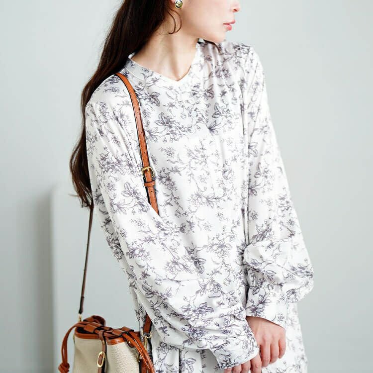 大きいサイズ レディース モノトーンプリントティアードワンピース　plan-371001 【メール便可】