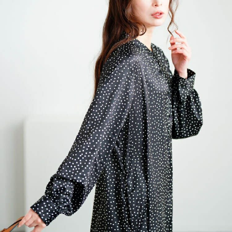 大きいサイズ レディース モノトーンプリントティアードワンピース　plan-371001 【メール便可】