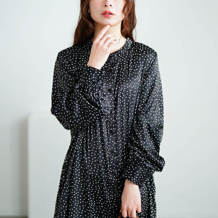 大きいサイズ レディース モノトーンプリントティアードワンピース　plan-371001 【メール便可】