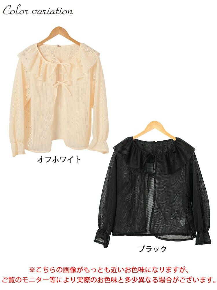 大きいサイズ レディース フレアカラーメッシュカーディガン　cpdai-659561 【メール便可】