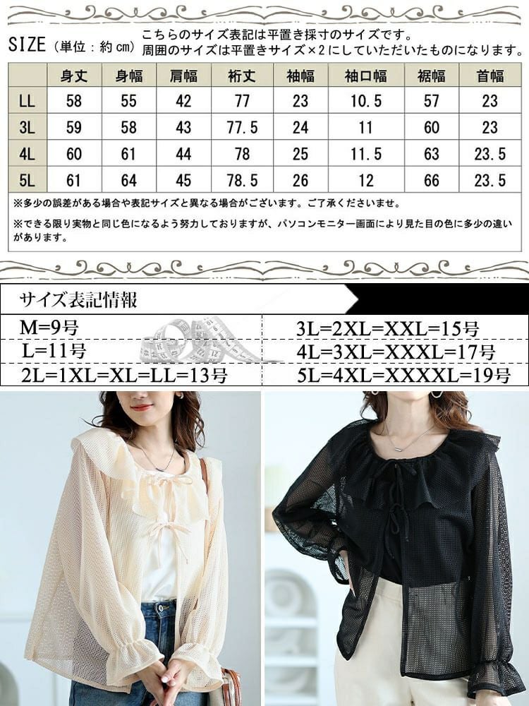 大きいサイズ レディース フレアカラーメッシュカーディガン　cpdai-659561 【メール便可】