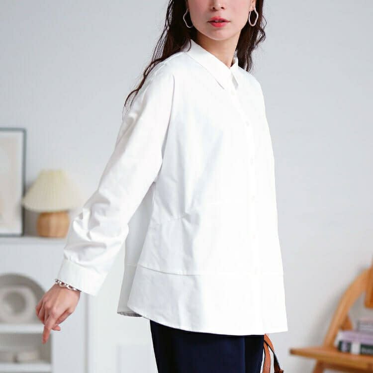 大きいサイズ レディース キテ楽ウエストメイクシャツ　cpdai-640700 【メール便可】