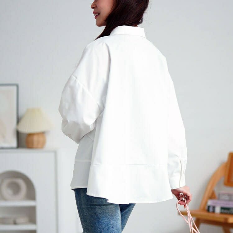 大きいサイズ レディース キテ楽ウエストメイクシャツ　cpdai-640700 【メール便可】